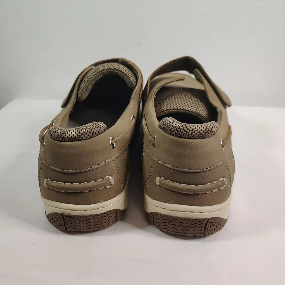 Boca Classics Men's 11W Tan Boat Deck Casual Comfort Shoes Hook Loop